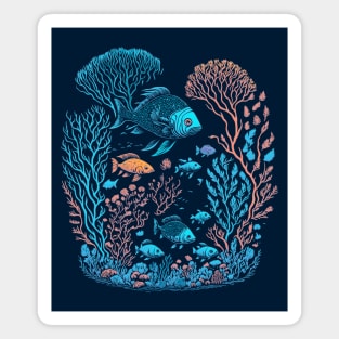 Underwater scenery - Coral Reef Graphic Design Magnet